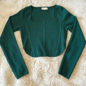 Altar’d state, emerald green, long sleeved, cropped shirt, M
